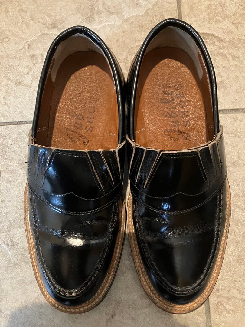 ジュビリーシューズ黒 レザー スリッポン ロカビリー サイズ7(25cm