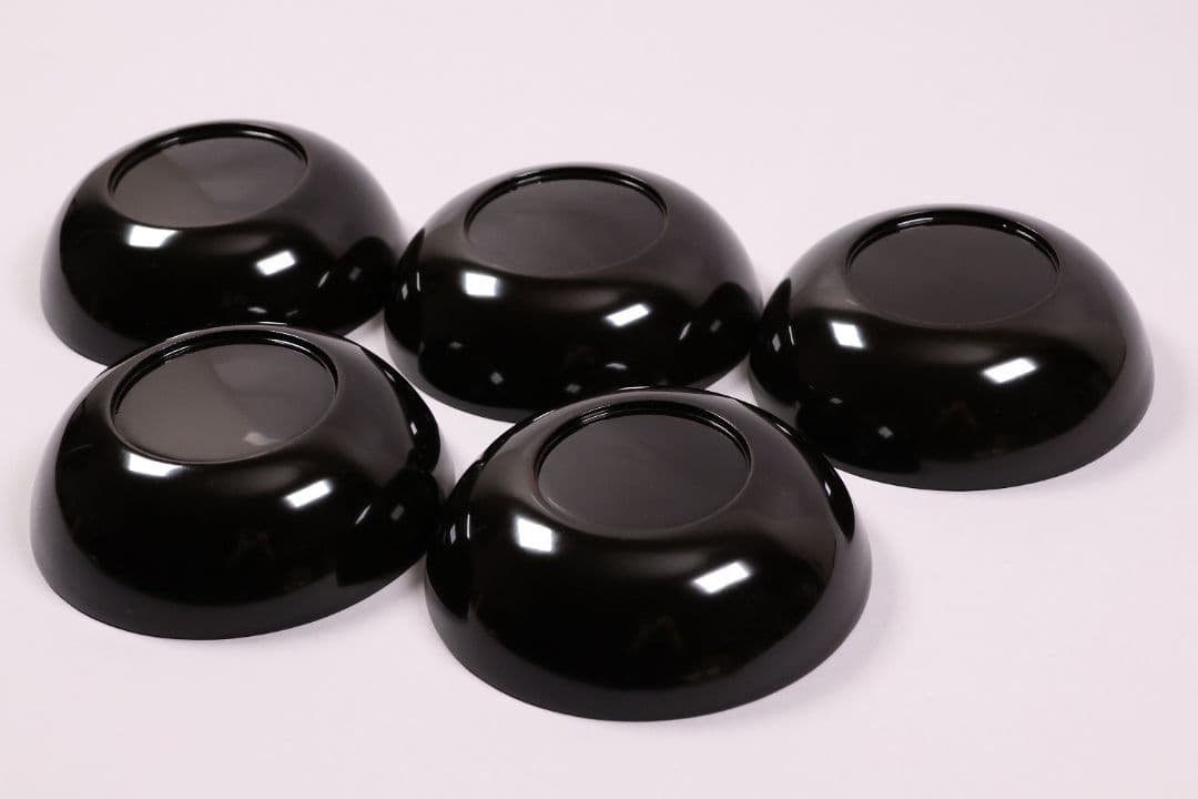 CM232】古い木皿 五客 梅 金蒔絵 黒塗 小皿 菓子皿 木製漆器 大正