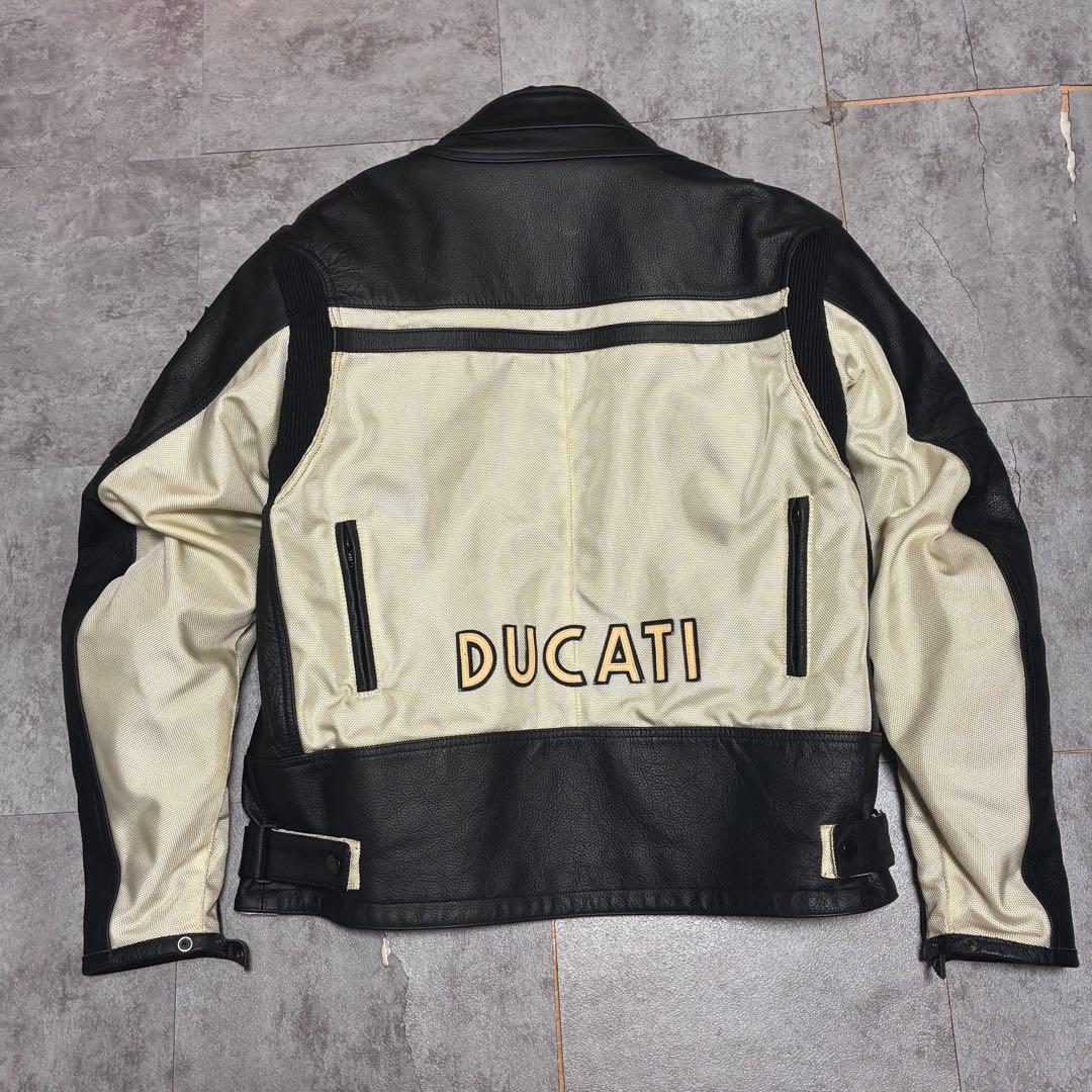 DUCATI レザージャケット ライダース バイカー ブラック メッシュ XXL
