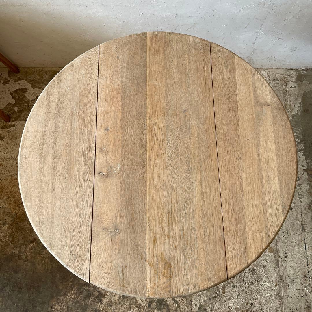 ビンテージ ドロップリーフラウンドダイニングテーブル 剥離 - メルカリ