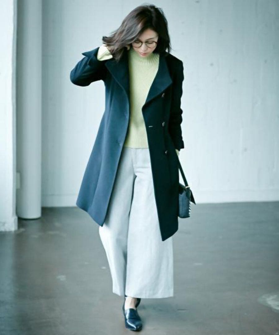 未使用 23区 ウールアンゴラビーバー スタンドカラー コート ブラック