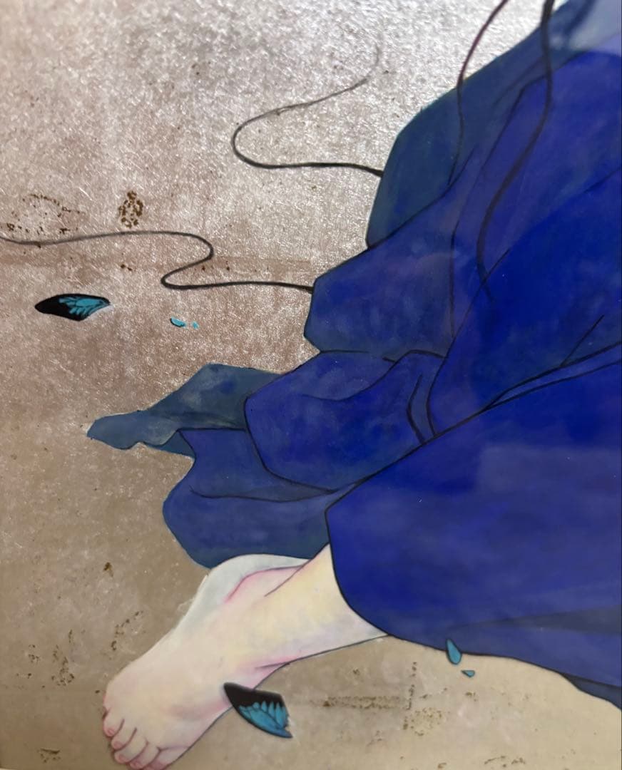 イヂチアキコ 「セイジャ」 (蝶と女性の日本画（青色）) - メルカリ