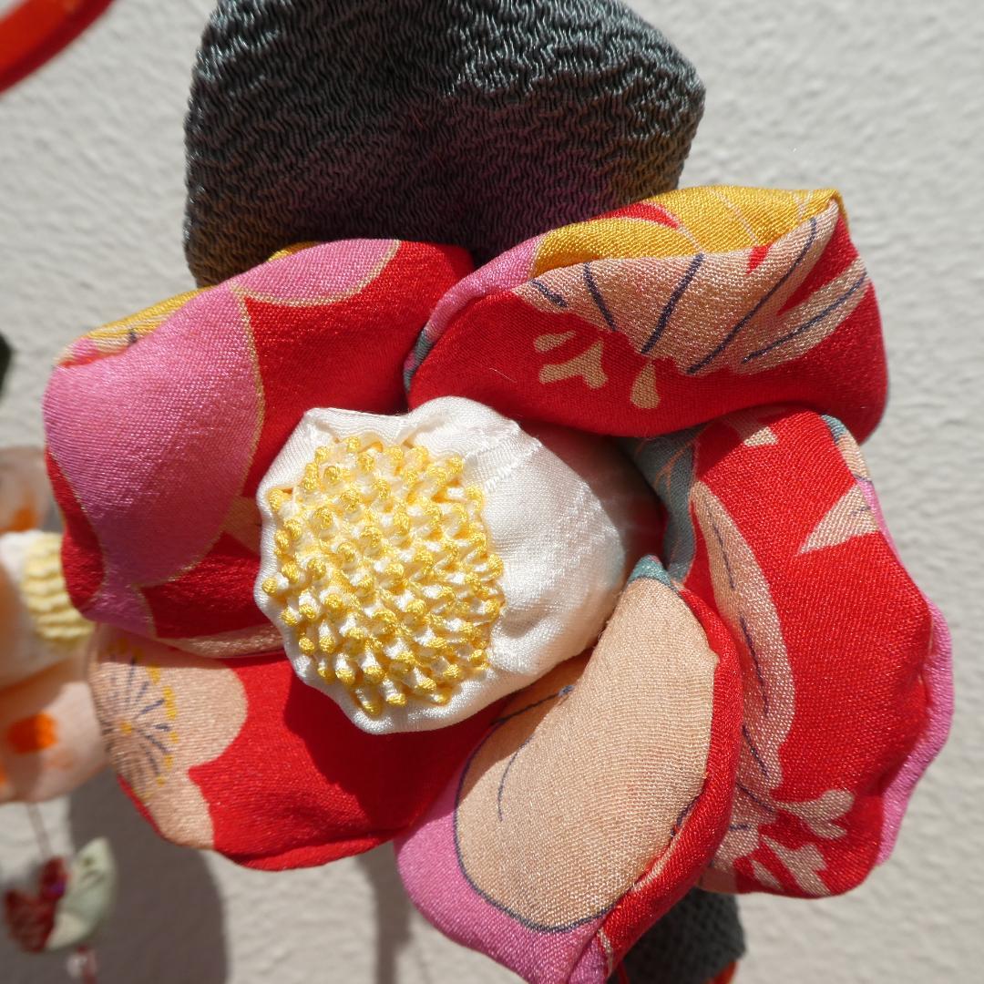 古布 正絹 吊るし雛 錦紗縮緬 疋田模様 麻の葉 くくり花 さげもん 鬼