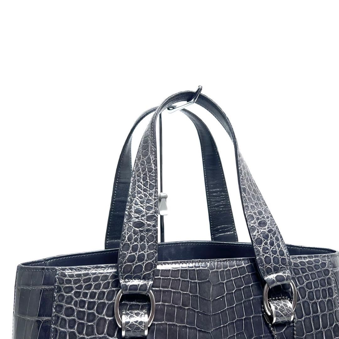 美品】JRA認定 日本製/sanpo 三宝/クロコダイルレザー/ハンドバッグ