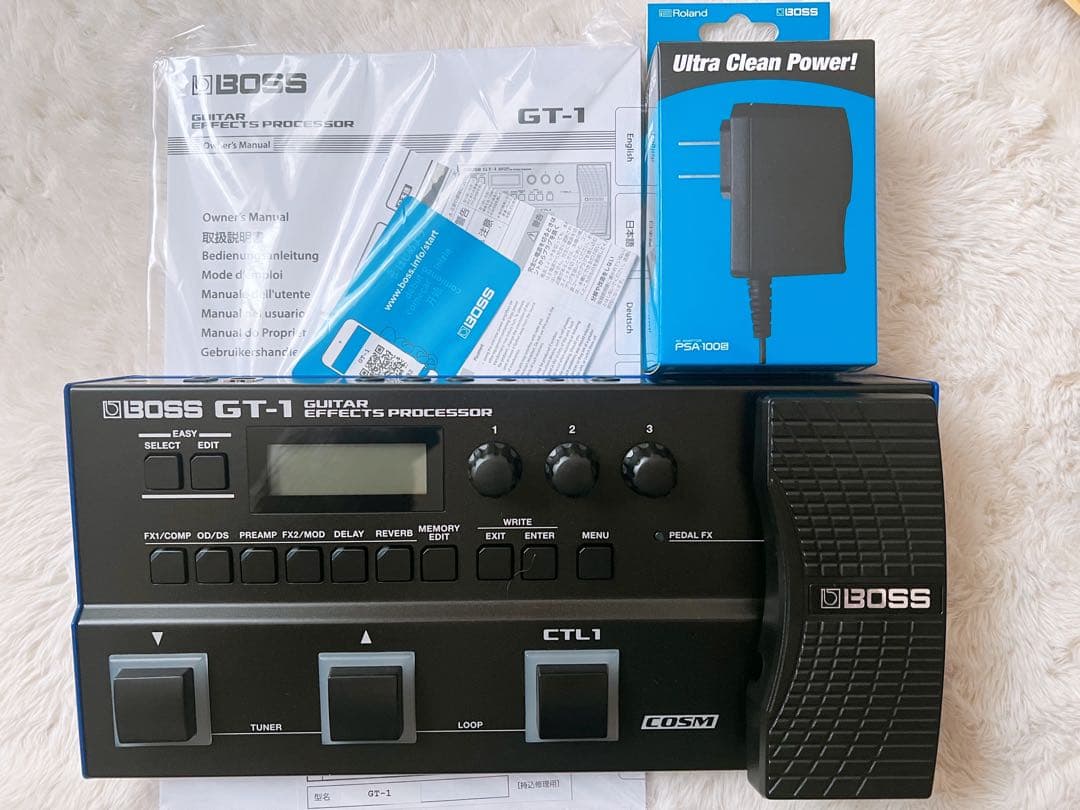 BOSS GT-1エフェクター、純正ACアダプター PSA-100 セット BOSS マルチエフェクター GT-1 + 純正アダプター 教科書 セット : 三木