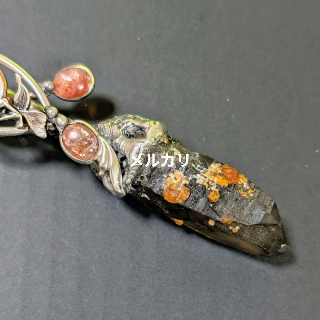 レア石使用！ スモーキークォーツ ウィズガーネット＆オレンジルチル