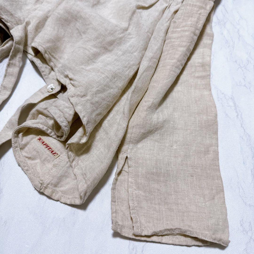 希少】KAPITAL リネン 100% カシュクールシャツ 刺し子 生成り - メルカリ