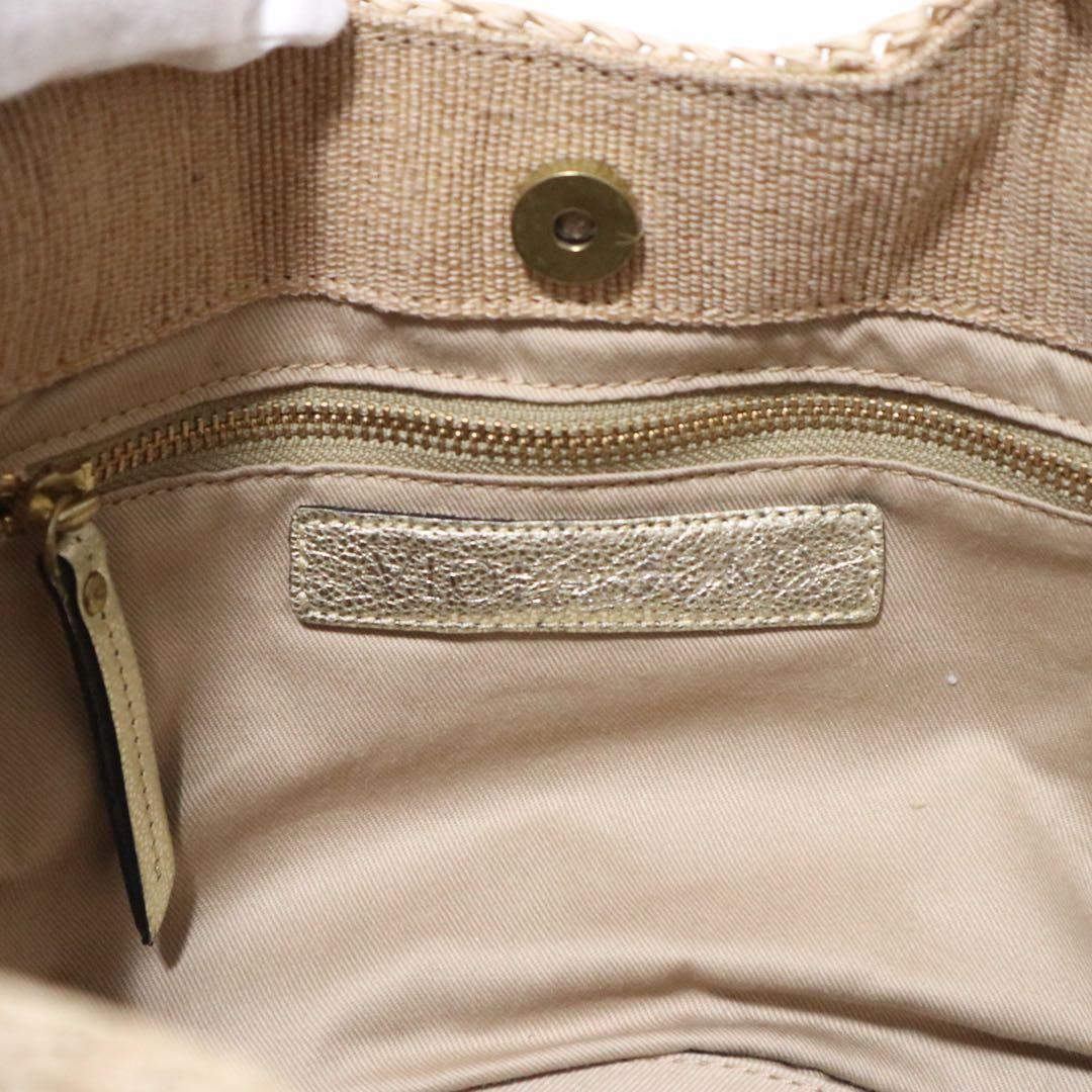 美品☆ヴィオラドーロ かごバッグ ラフィア タッセル ラメ ネイビー