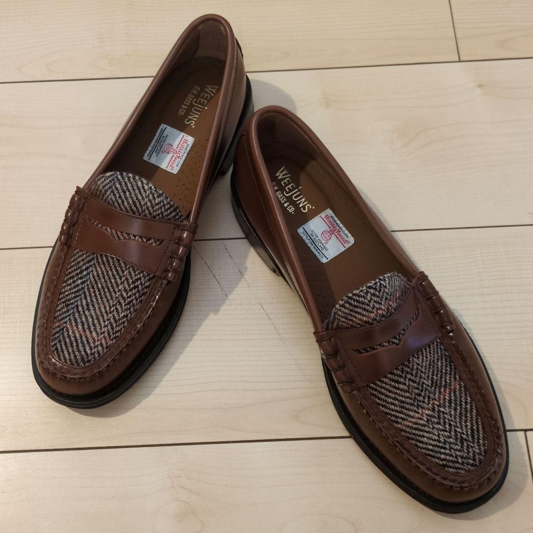 ​【極美品】G.H.BASS WEEJUNS ローファー ハリスツイード 茶