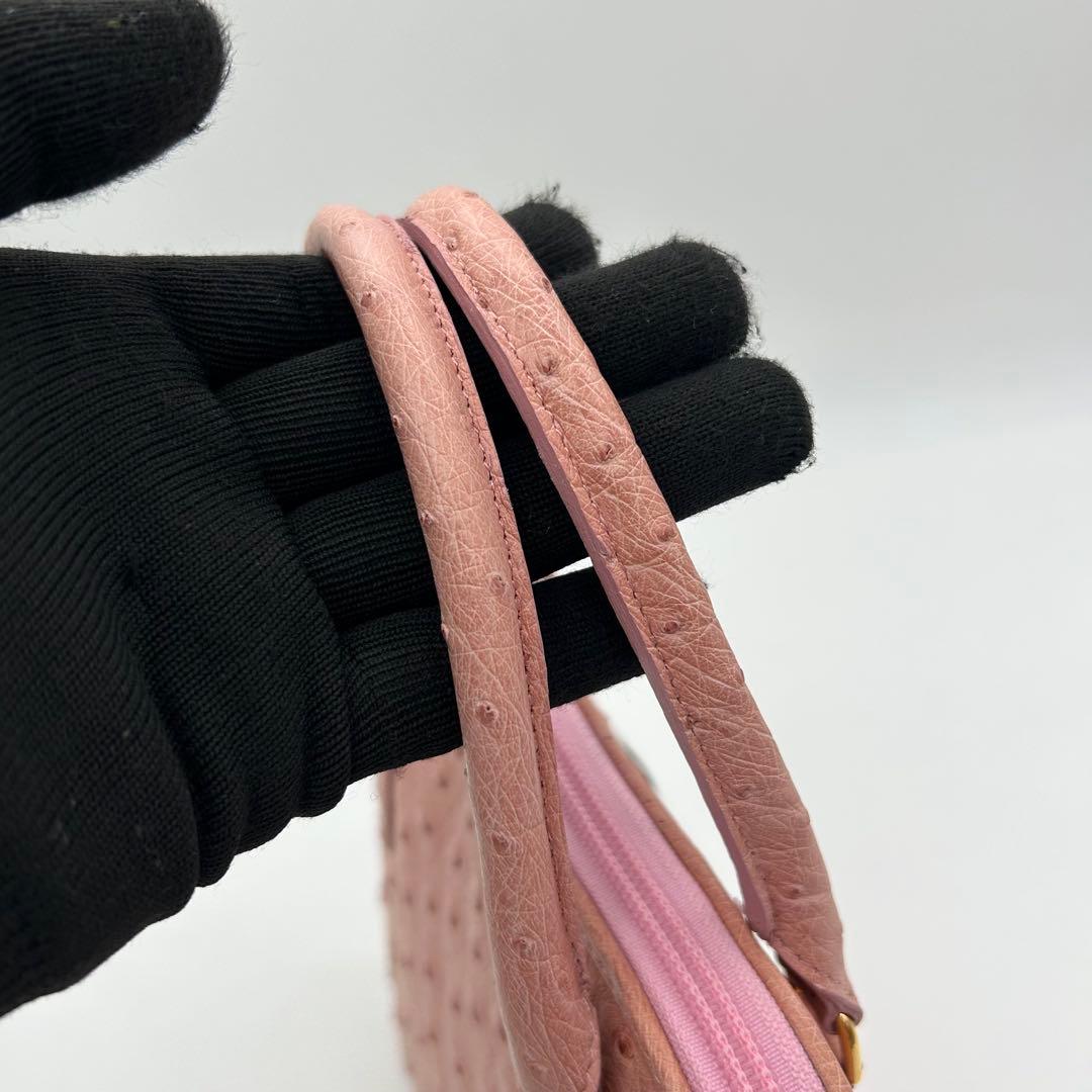 MORABITO モラビト オーストリッチ ショルダーバッグ 2way ピンク