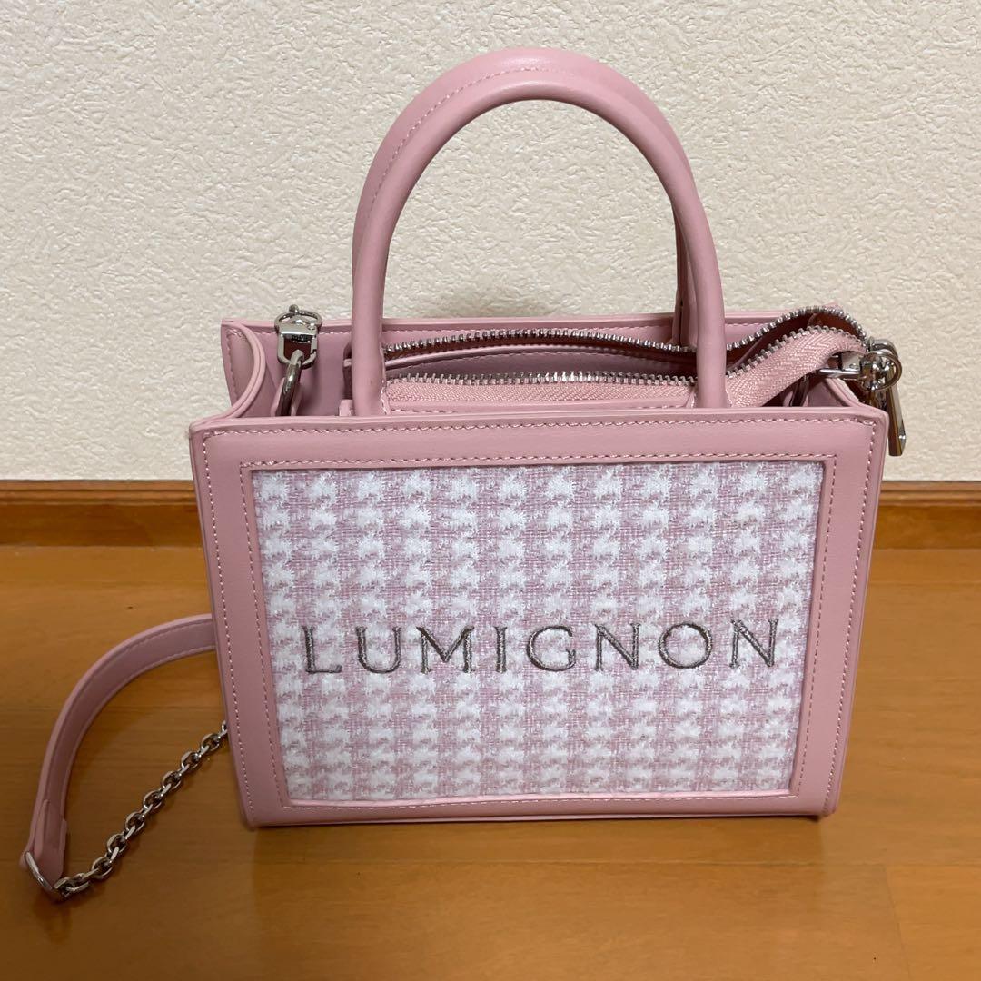 lumignon バック ピンク ルミニョン Lumignon houndstooth 2way bag