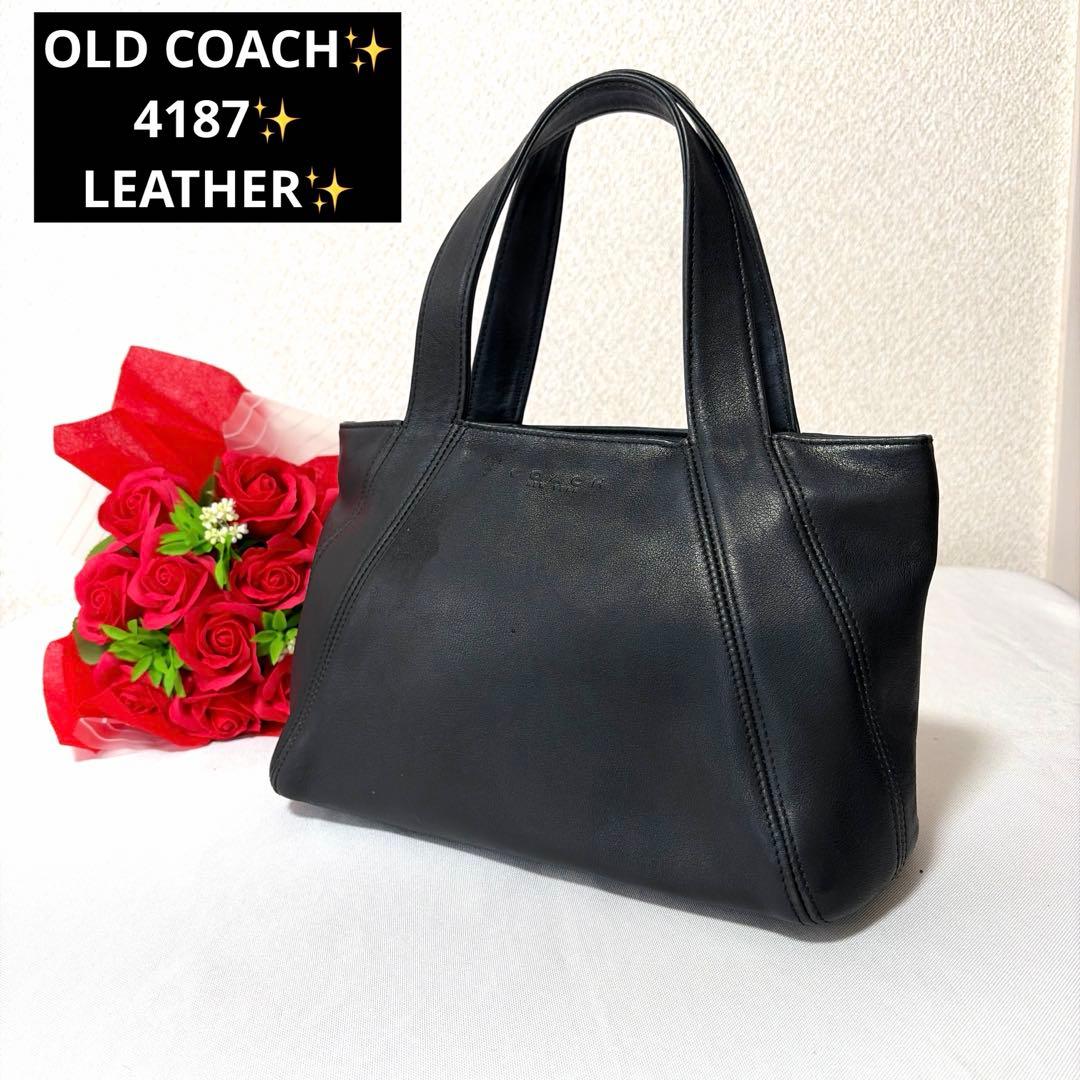 バッグ RARE OLD COACH 4187 BLACK LEATHER BAG COACH Leather Black Handbag 