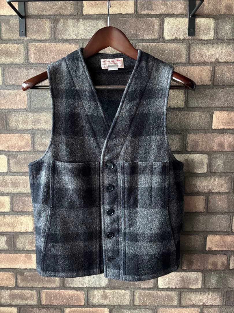 FILSON フィルソン マッキーノウールベスト チェック グレー サイズ38