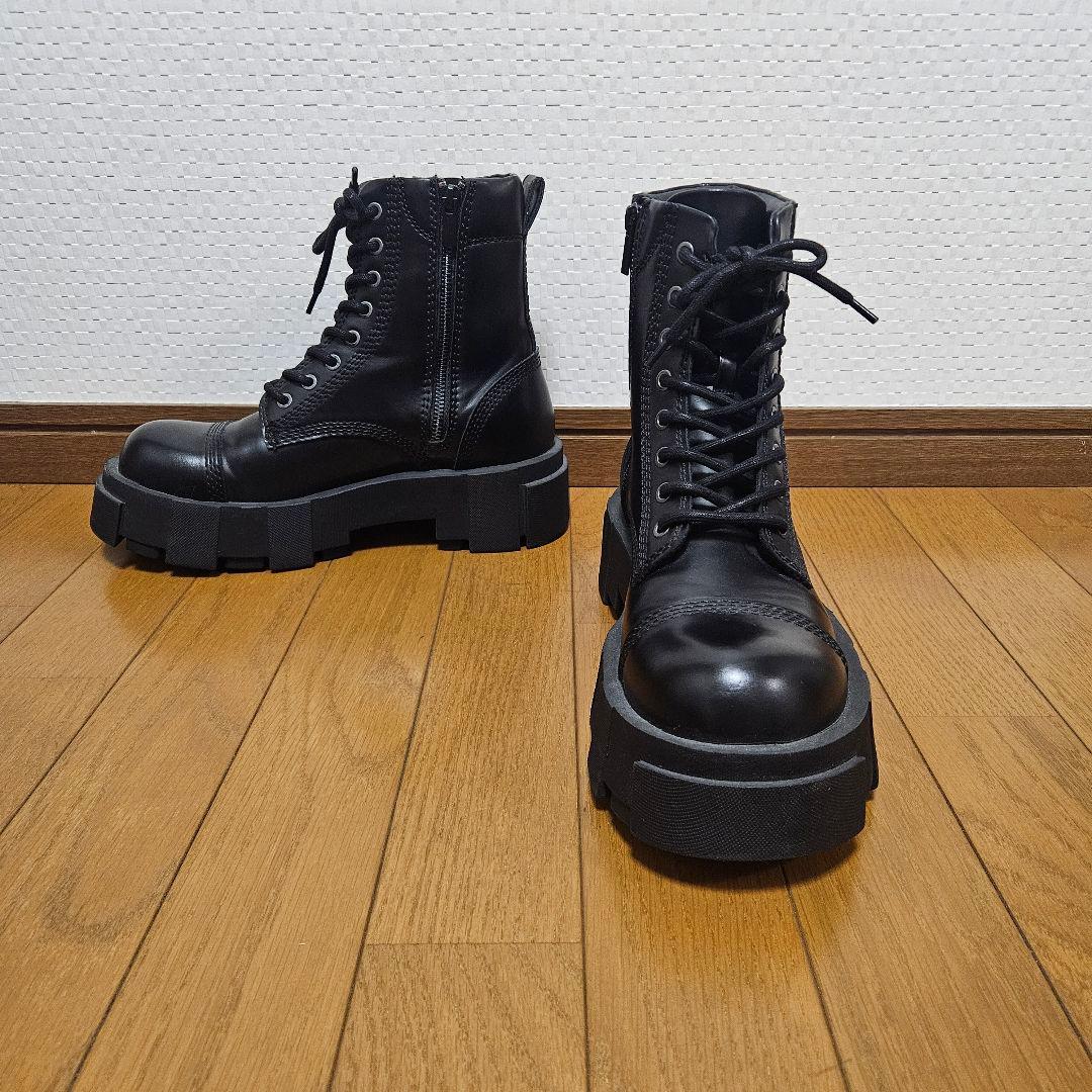 極美品☆ ZARA レースアップブーツ 超厚底 サイドジップ トラック