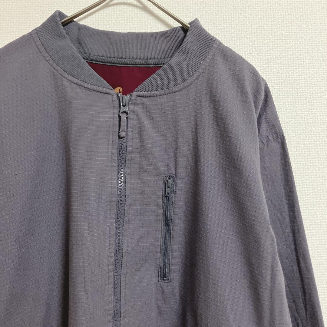 Carhartt グレー リップストップ フルジップジャケット M ロゴ入り