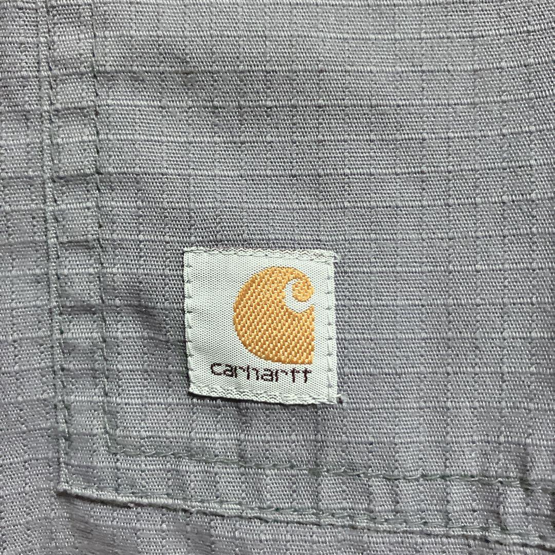 Carhartt グレー リップストップ フルジップジャケット M ロゴ入り