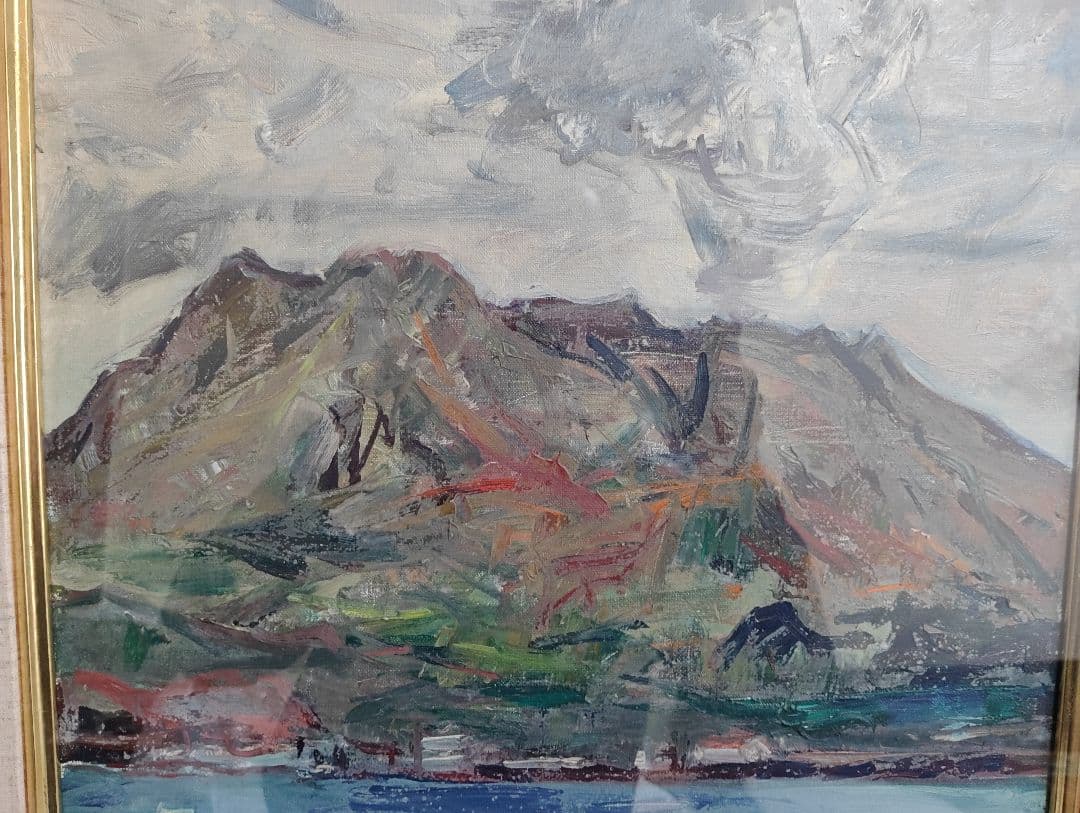 風景画 油彩画 榑松正利 「桜島」