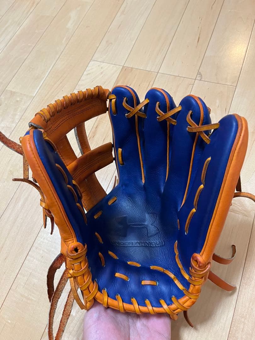 アンダーアーマ 軟式 グローブ 青 オレンジ オーダー 中古 オール