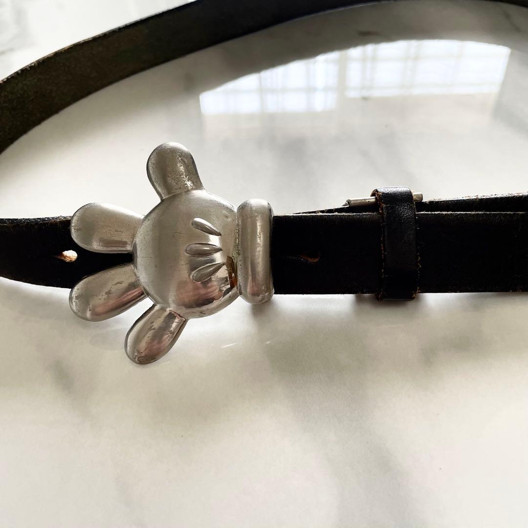 ディズニー】ミッキーマウスの手 レザーベルト+金属バックル