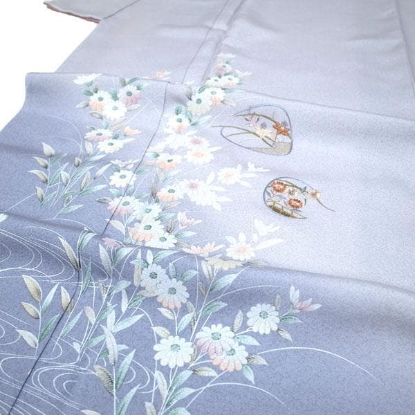 訪問着 着物 袷 刺繍 手染め ぼかし 裄64.5 M～L 新古品 sn1892