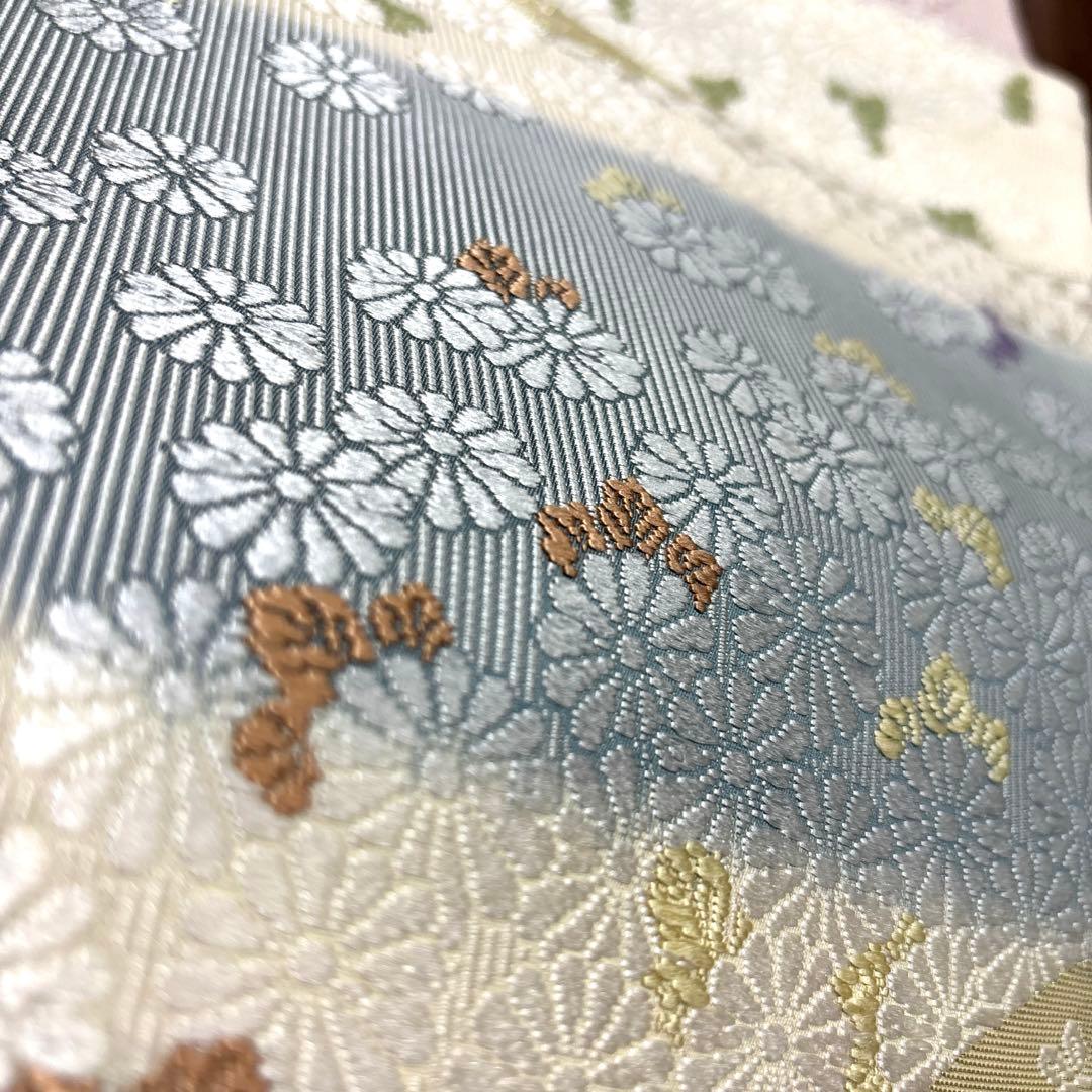 正絹【さが美】破水加工済み　袋帯《唐織　献上菊詰文》