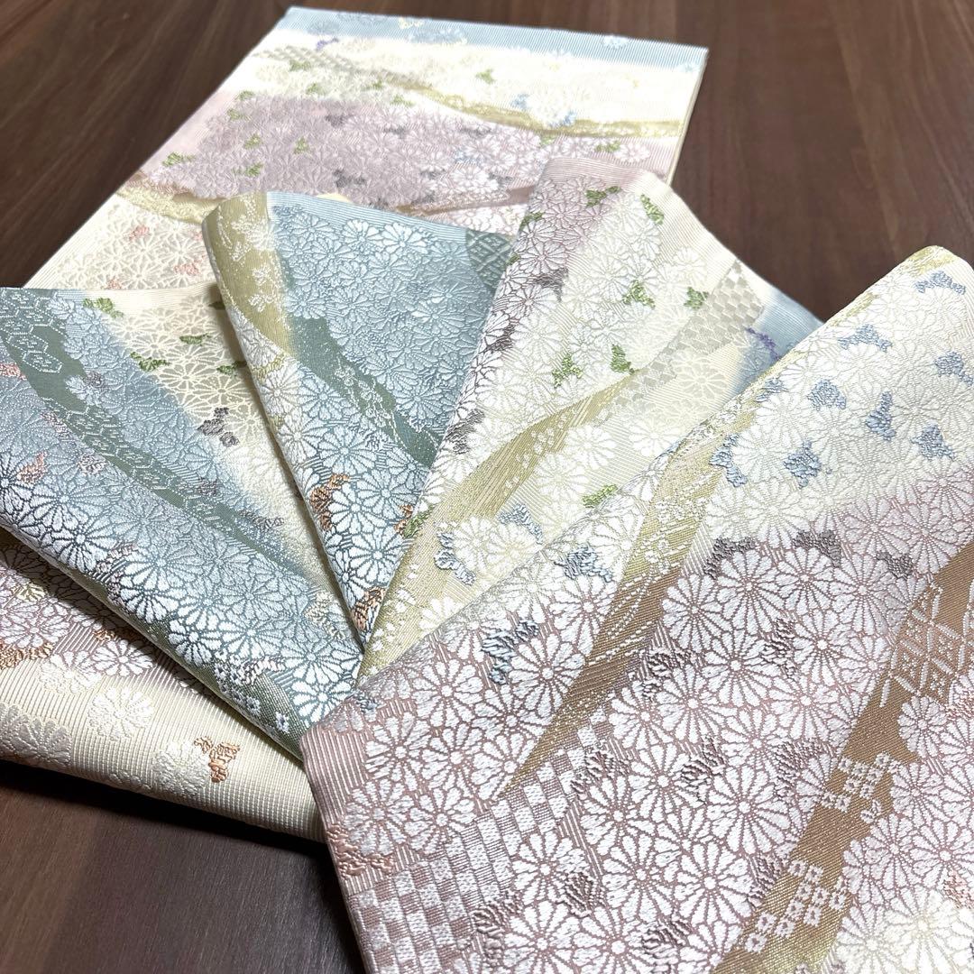 正絹【さが美】破水加工済み　袋帯《唐織　献上菊詰文》