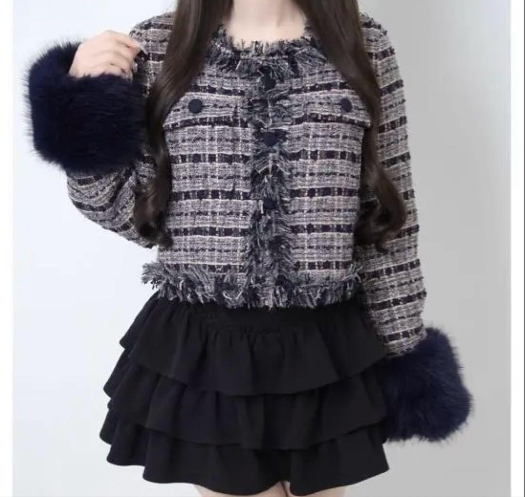 Lumignon original ネイビー ピンク ツイードジャケット - メルカリ