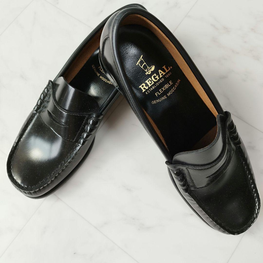 極美品　リーガル ローファー モカシン 本革 黒 24cm REGAL（リーガル） ローファー レディース F86M ローファー モカシン