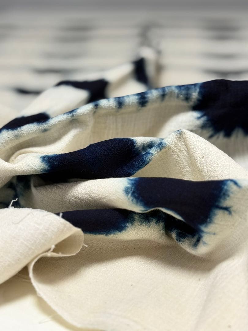 N5「片野絞り」民藝 藍染絞り職人 片野かほり 藍染絞り布 国展 出品