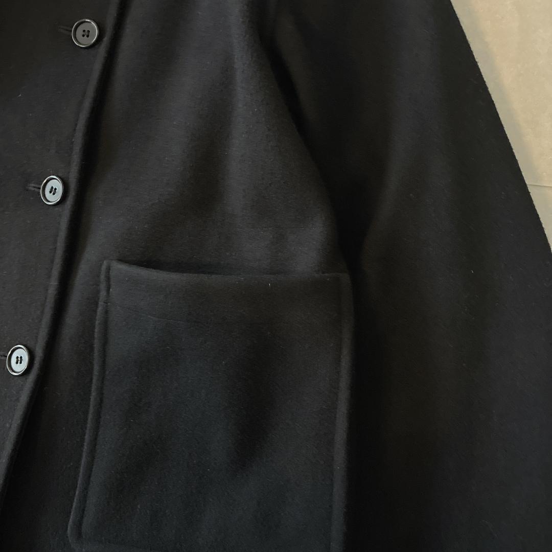 美品 MHL.♡英国製 ウール メルトン ショートコート ブラック 異素材