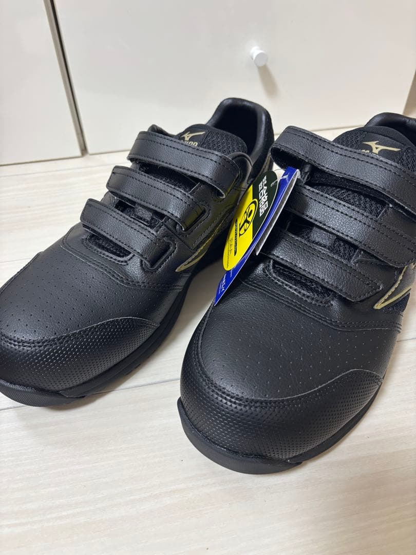 ミズノ 安全靴 オールマイティー 22L WIDE 27.5cm 黒x金