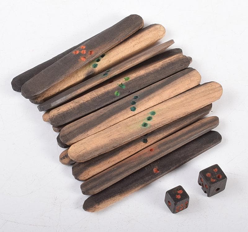 eyeknow74様専用 中国 竹嵌縞黒檀牌背竹牌麻雀牌皮ケース付 M 8695