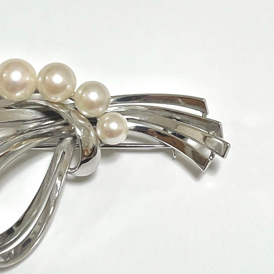 美品✨皇室御用達 ミキモト 本真珠 パール ブローチ アコヤ 5粒 2way