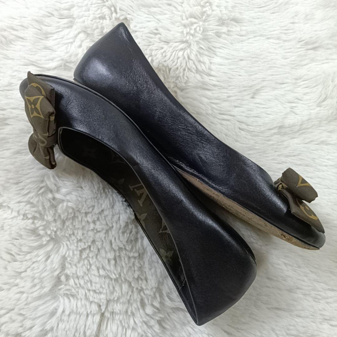 希少✨ルイヴィトン フラットシューズ モノグラム リボン ブラック 23.5cm