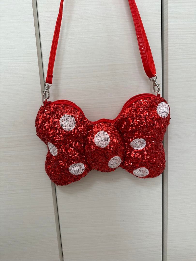 ディズニー ミニー リボン スパンコール ショルダーバッグ ポシェット