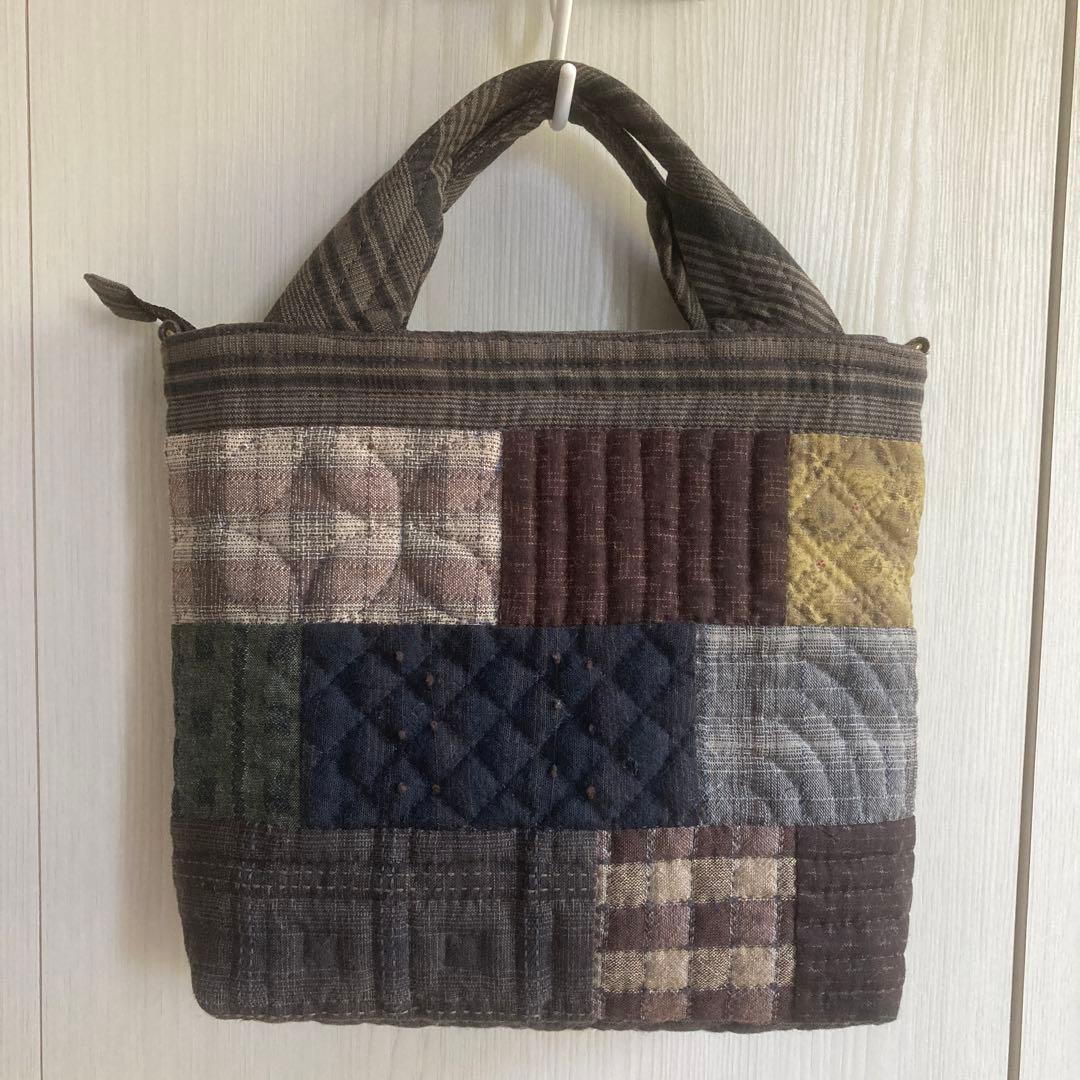 パッチワークキルトの2wayトートバッグ パッチワークバッグ キルト