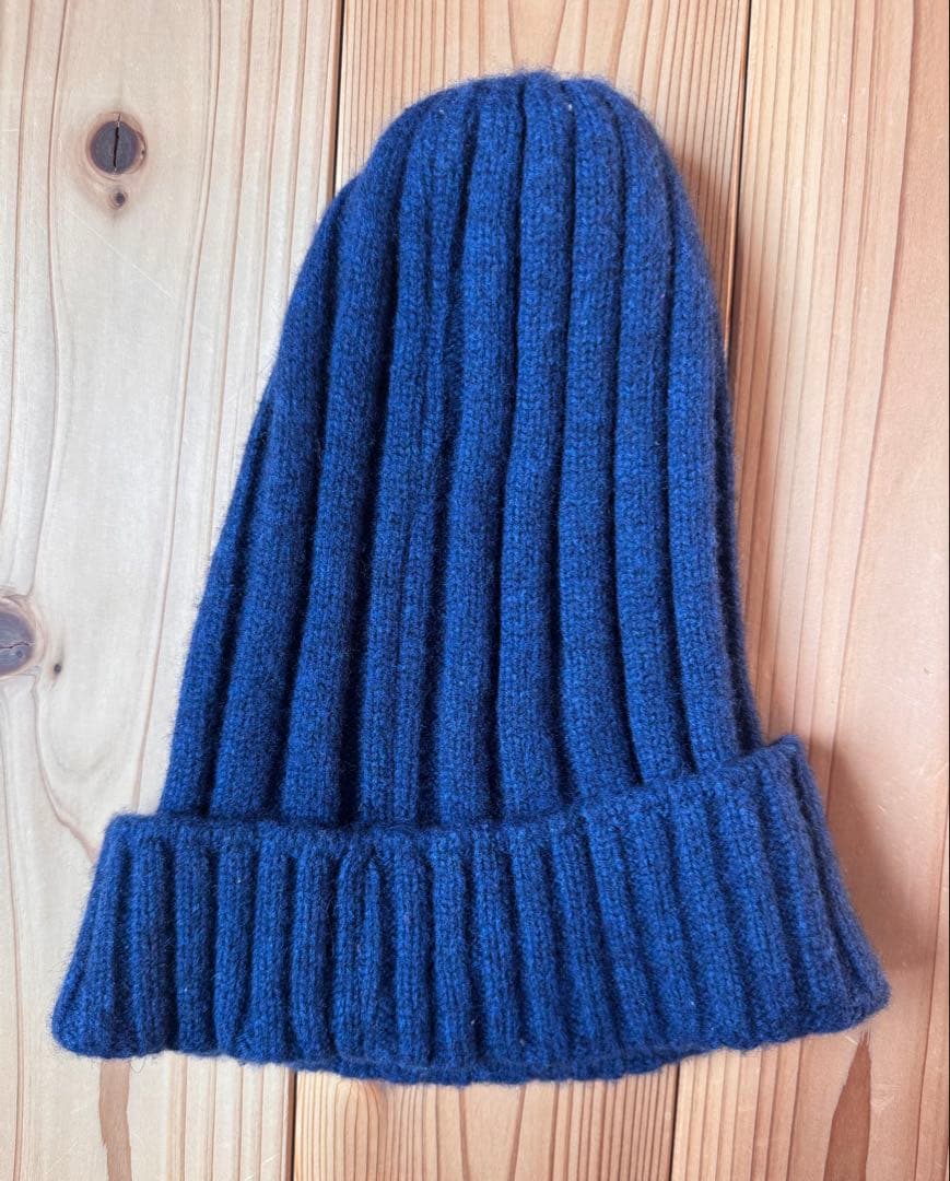 BOGEN ニット帽2点 ①イカ帽 紫 ②ウール ネイビー