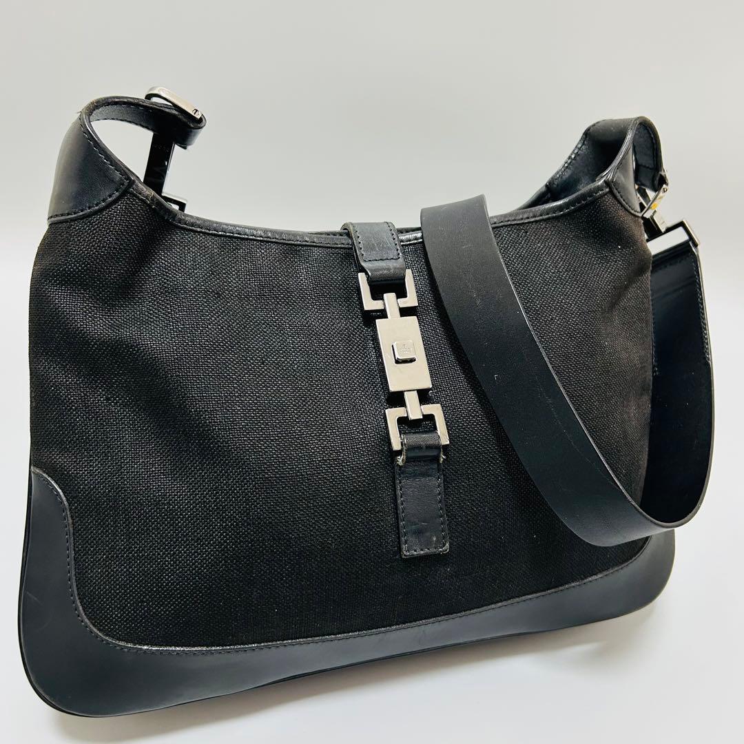 GUCCI グッチ ジャッキー レザー キャンバス ショルダーバッグ