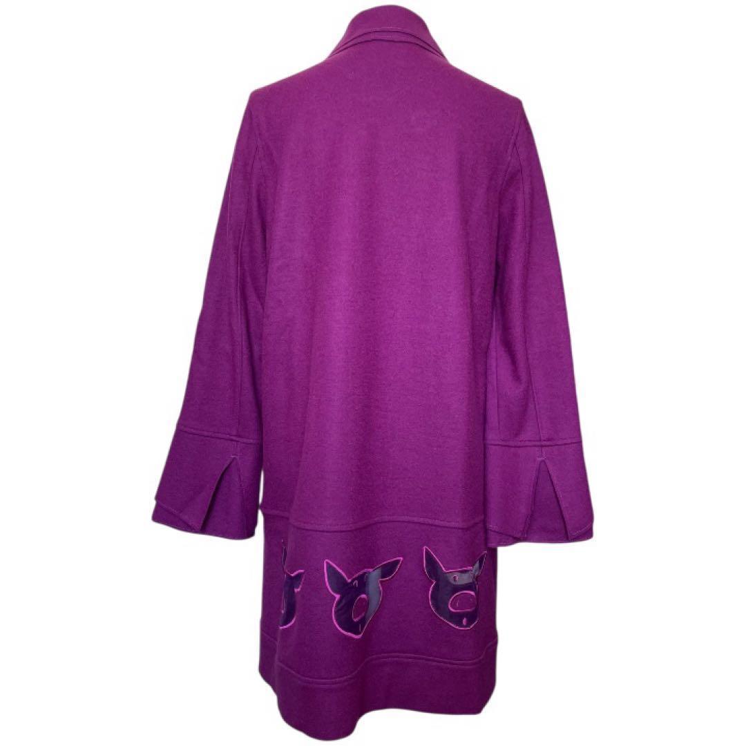 オレボレブラ ウール100% エリ 袖二重仕立て ダブルコート パープル系