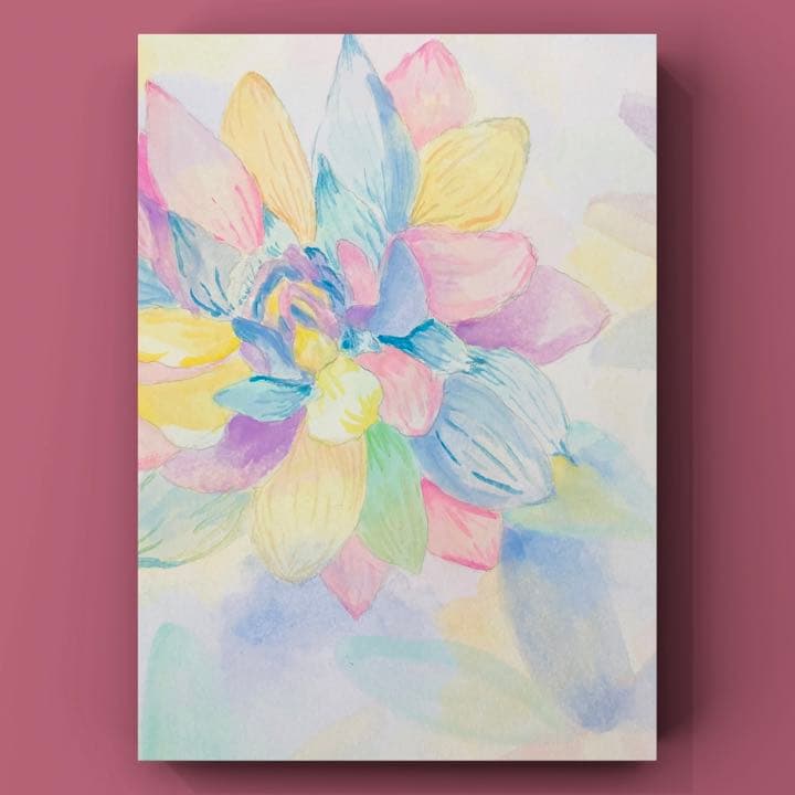 花 虹色 パステルカラー 現代アート 絵 絵画 アート ハンドメイド