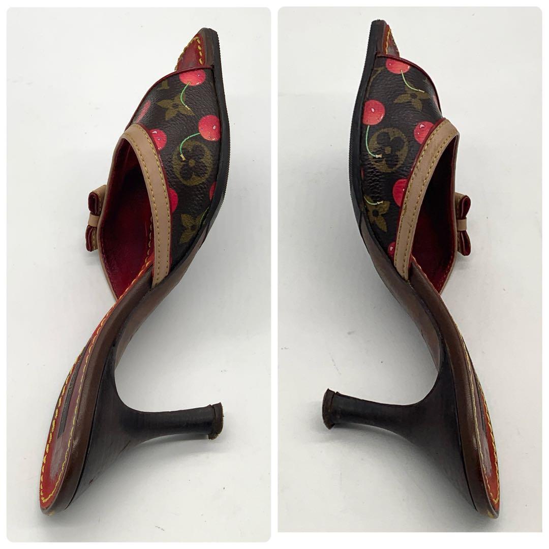 希少 ルイヴィトン モノグラム ミュール チェリー 37（23.5～24.0