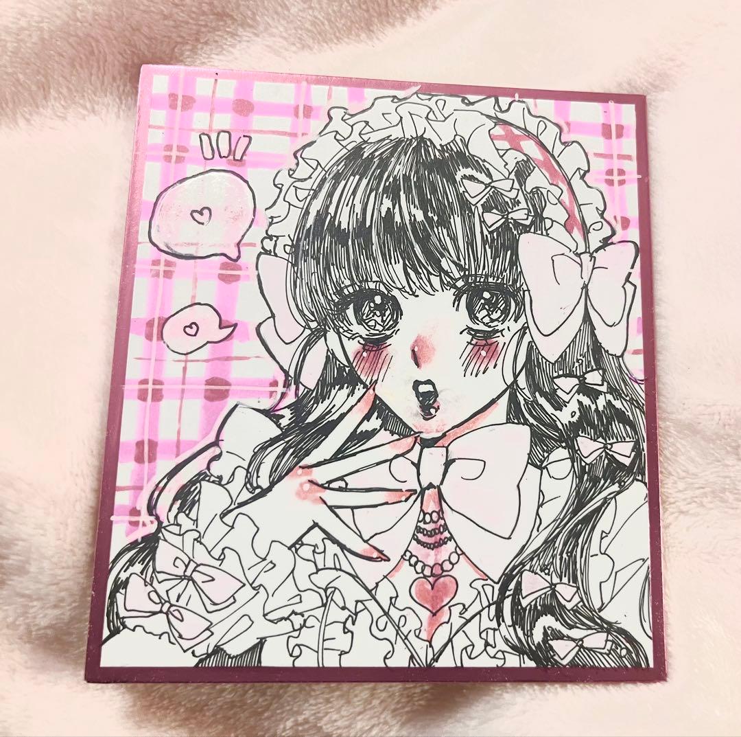 オリジナルイラスト 手描き アナログ 色紙イラスト 一点物 原画 - メルカリ