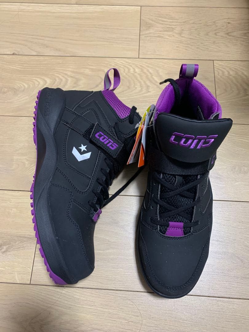 CONVERSE ハイカット安全靴 ブラック/パープル 楽天市場】【即日発送】コンバース 安全靴 ハイカット マジックタイプ
