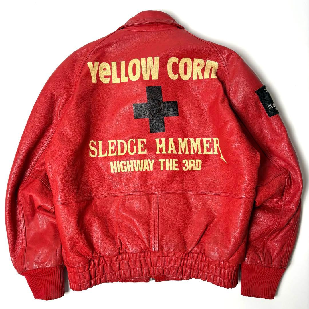 牛革】イエローコーン レザー ライダースジャケット 赤 L - メルカリ