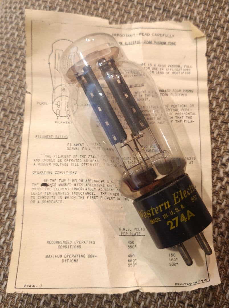 N*s様 Western Electric 274A 真空管 Yahoo!オークション -「western electric 274a」(真空管) (真空管