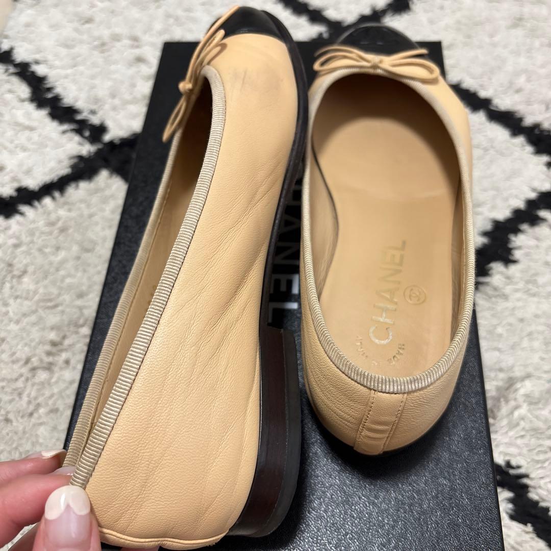 美品】シャネル バレエシューズ フラットシューズ ベージュ 36 - メルカリ