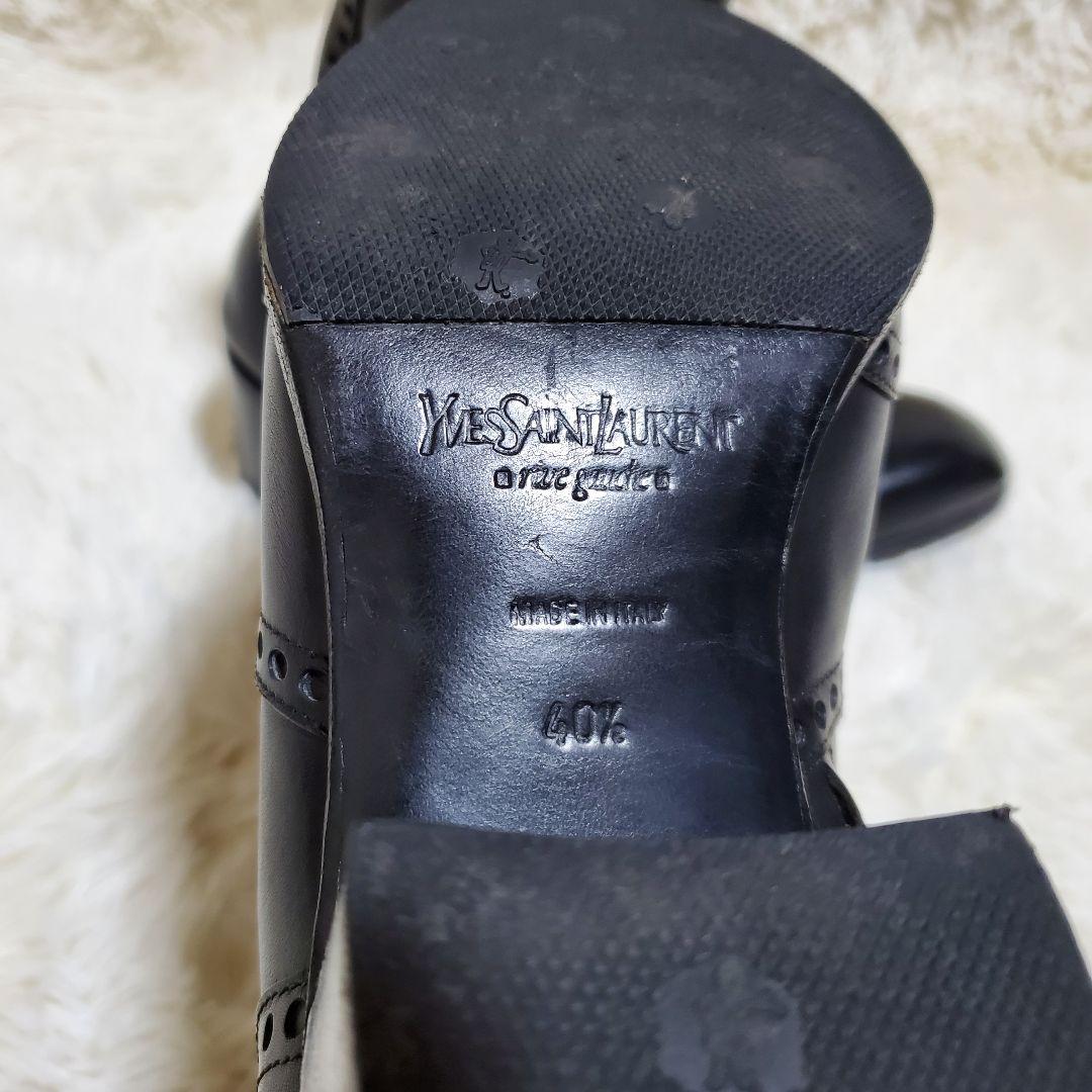 【美品】イヴサンローラン　ジョニーブーツ　サイドジップ　黒　レザー　26.5cm