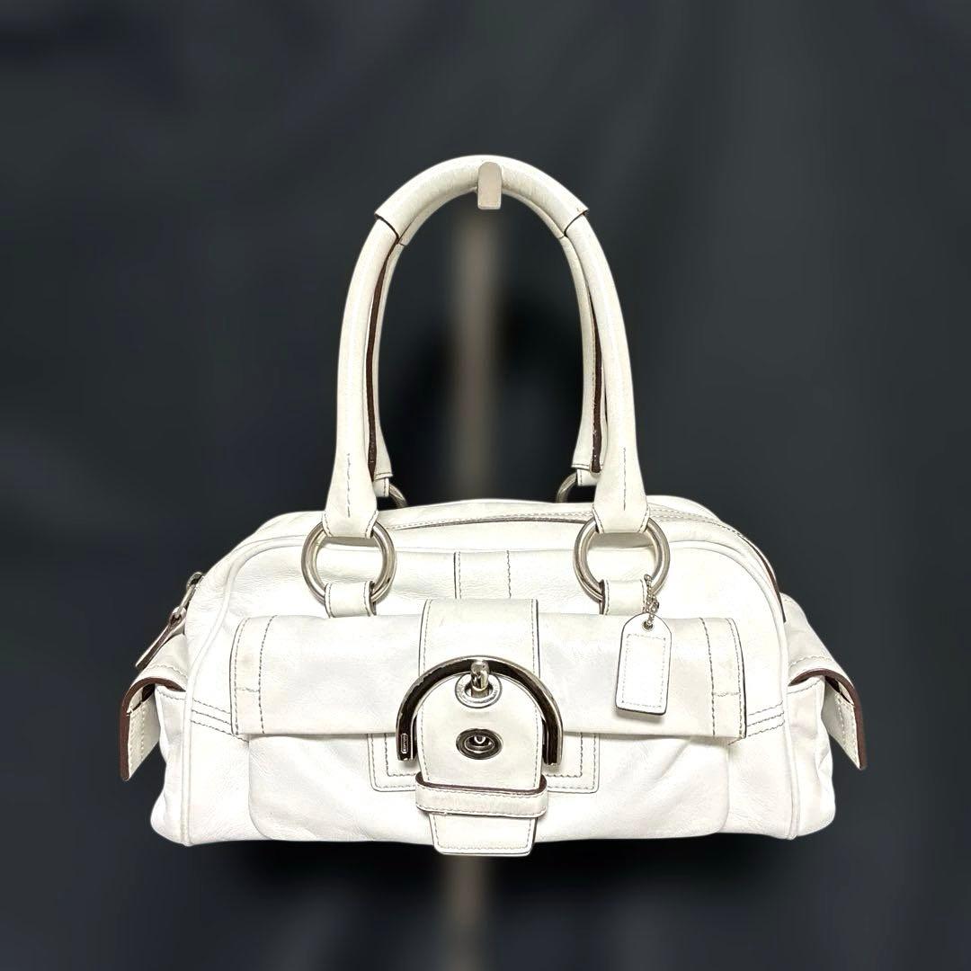 COACH コーチ　ホワイトレザーハンドバッグ　白 COACH コーチ ホワイト レザー ハンドバッグ ショルダーバッグ 白