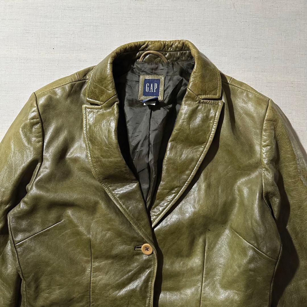 希少 00s OLD GAP ギャップ テーラード レザージャケット 本革 牛革