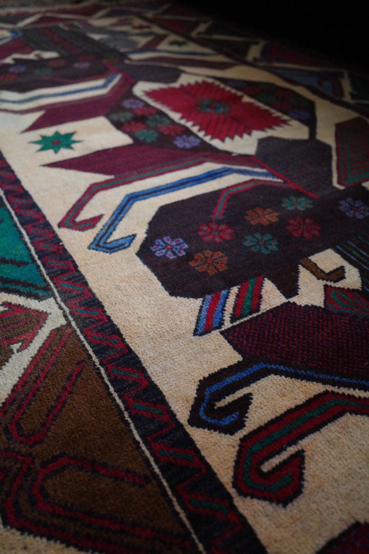 ヴィンテージラグ トライバルラグ バルーチ族 ウール(200×111cm) 茶